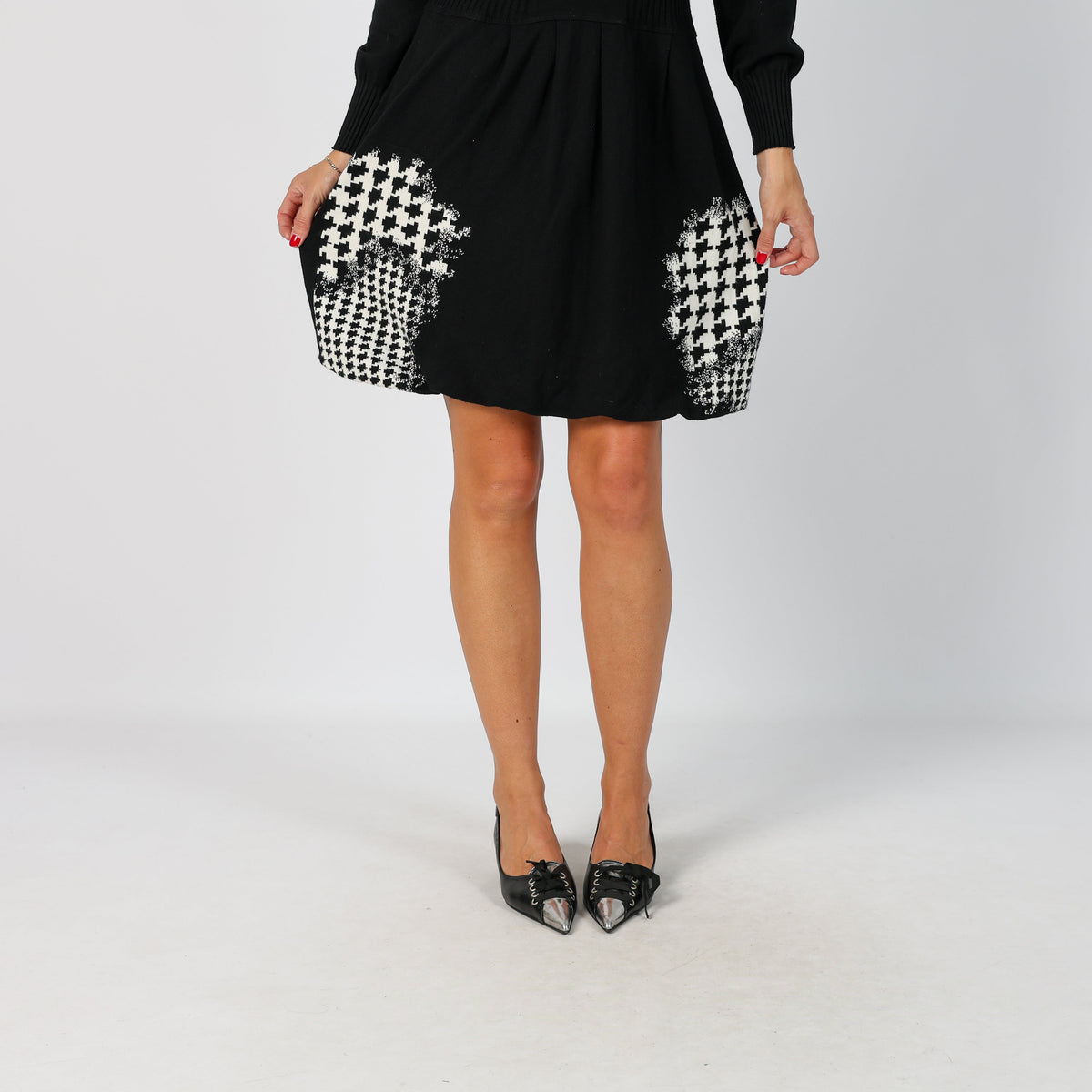 Black Y2K Made in Italy Knitted Midi Dress (S)