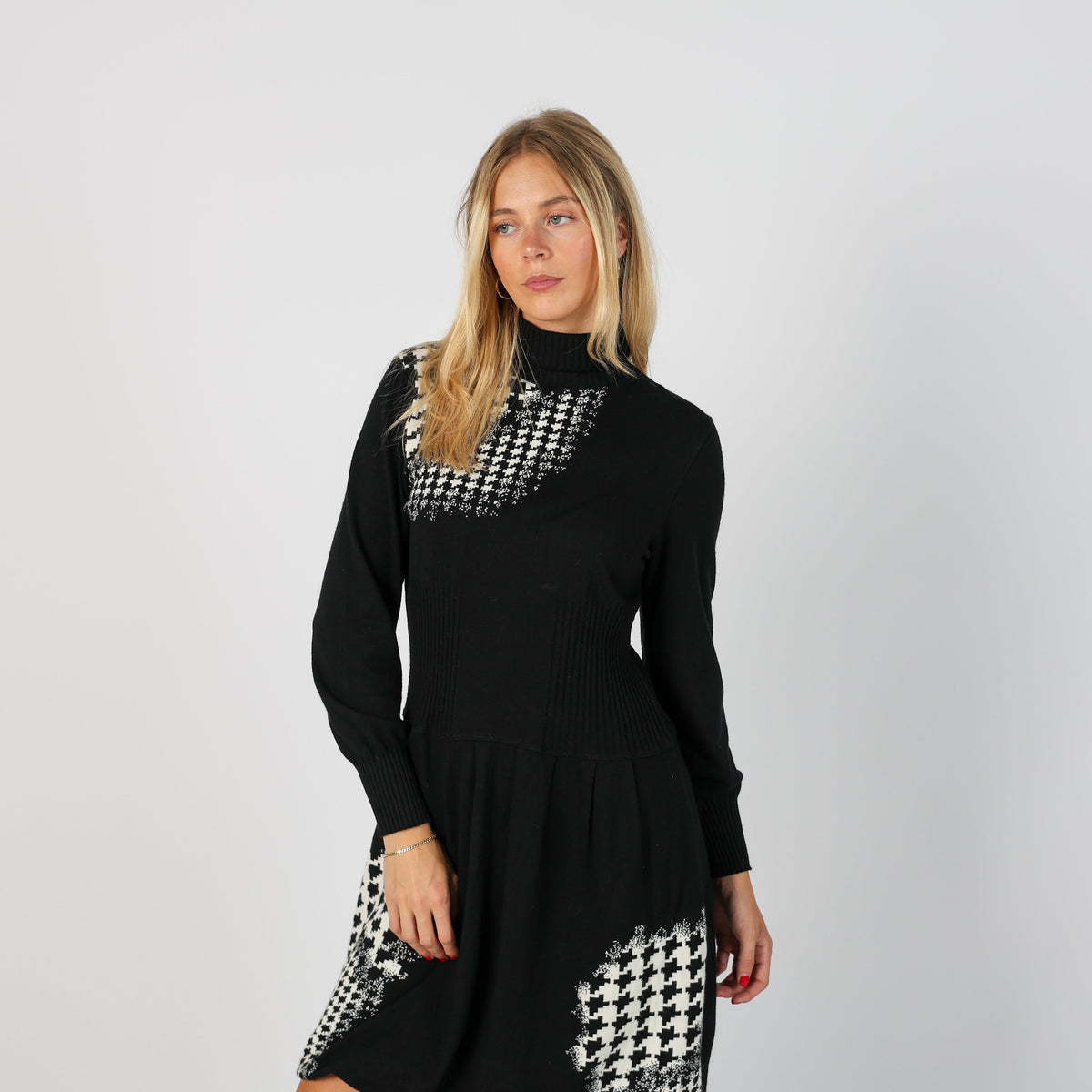 Black Y2K Made in Italy Knitted Midi Dress (S)