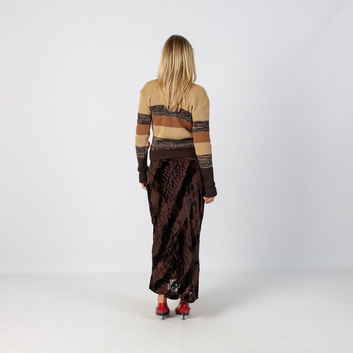 Brown Y2K Made in Italy Woven Maxi Skirt (XS)