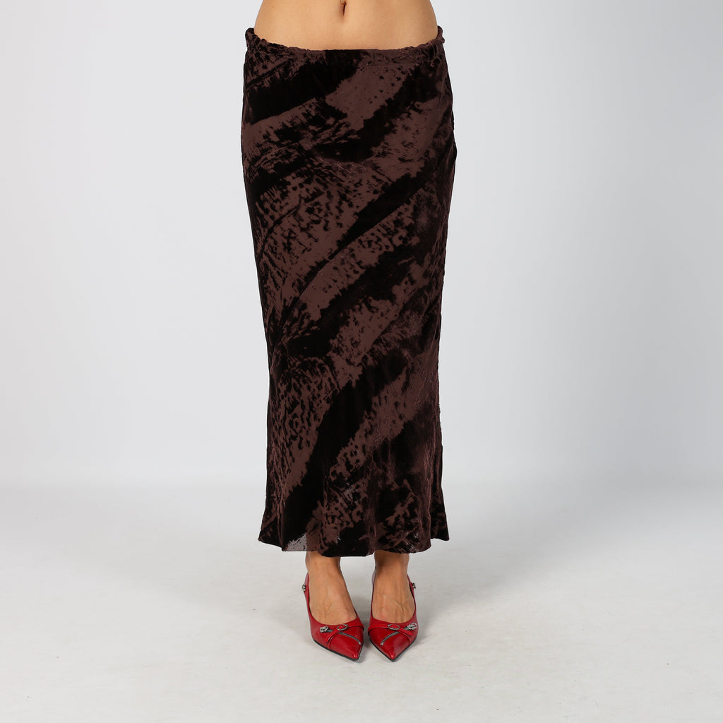 Brown Y2K Made in Italy Woven Maxi Skirt (XS)
