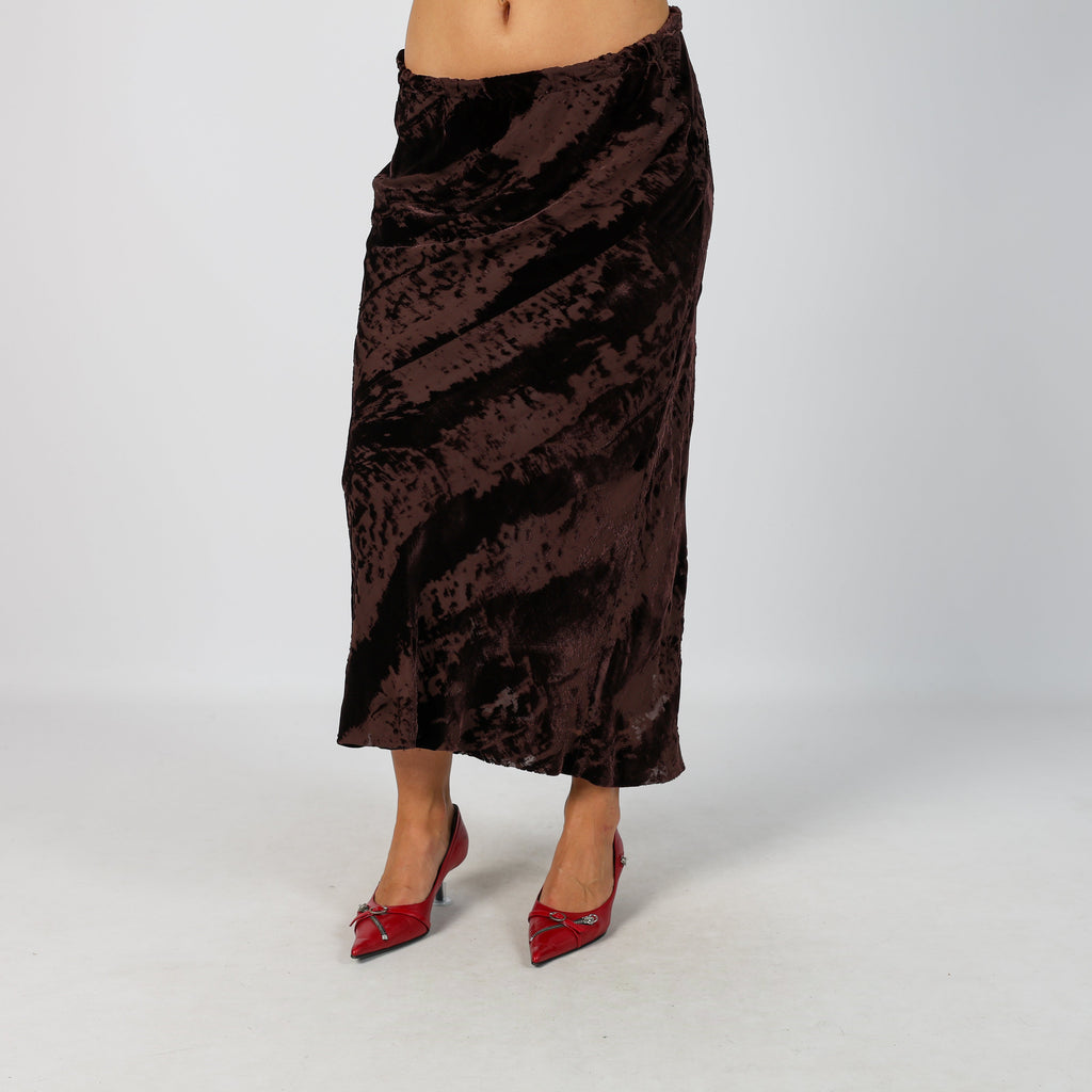 Brown Y2K Made in Italy Woven Maxi Skirt (XS)