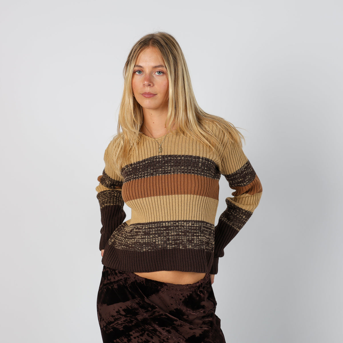 Tan Y2K Made in Italy Knitted Jumper (8)