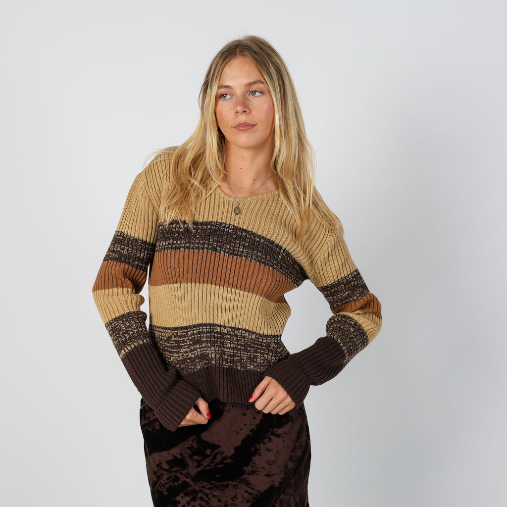 Tan Y2K Made in Italy Knitted Jumper (8)