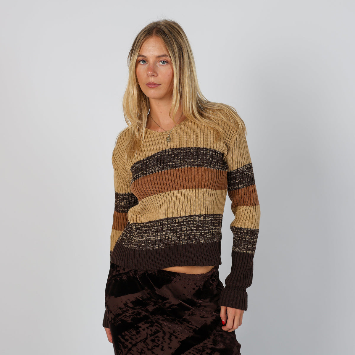 Tan Y2K Made in Italy Knitted Jumper (8)
