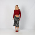 Black Y2K Made in Italy Woven Midi Skirt (S)