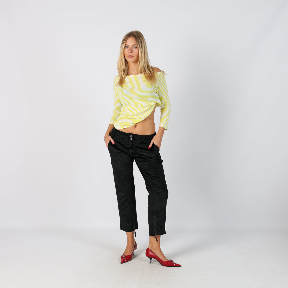 Black Y2K Made in Italy Cord Casual Trousers (8)