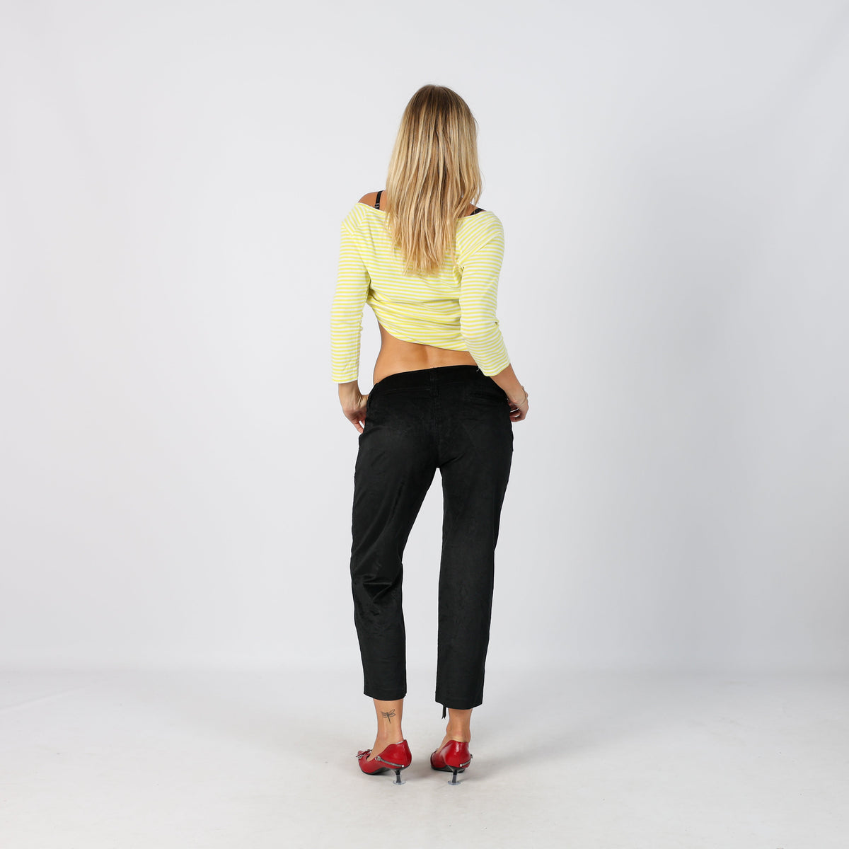 Black Y2K Made in Italy Cord Casual Trousers (8)