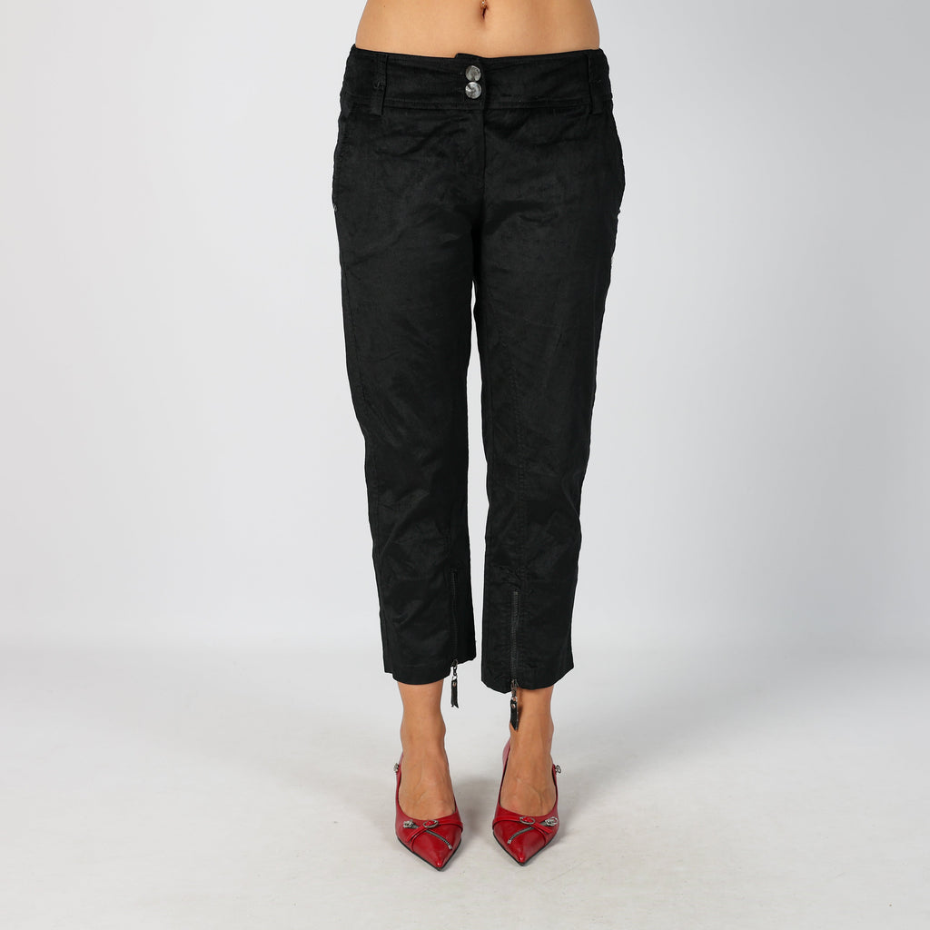 Black Y2K Made in Italy Cord Casual Trousers (8)