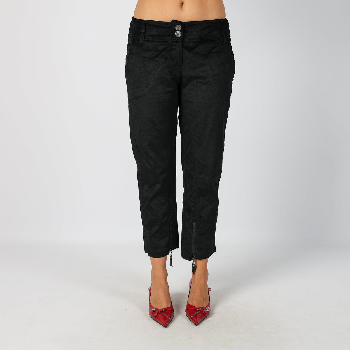 Black Y2K Made in Italy Cord Casual Trousers (8)