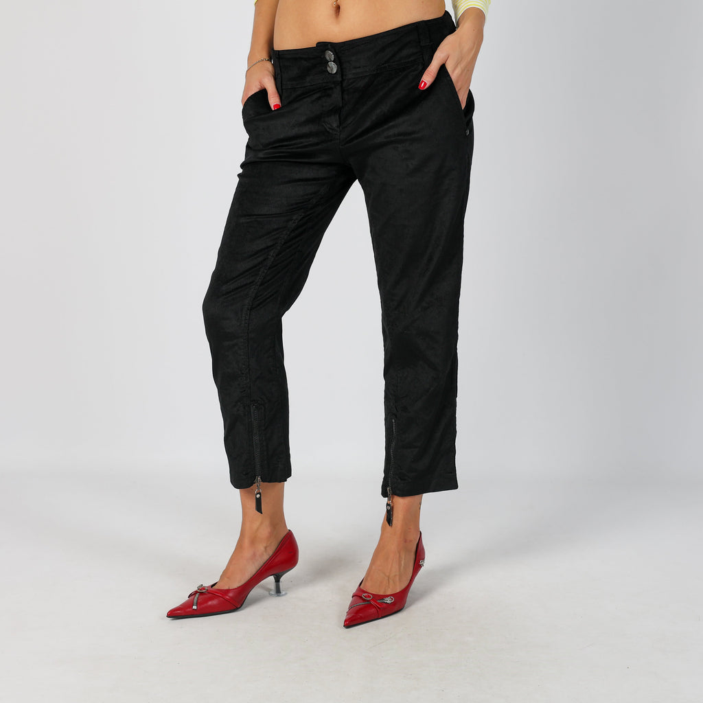 Black Y2K Made in Italy Cord Casual Trousers (8)