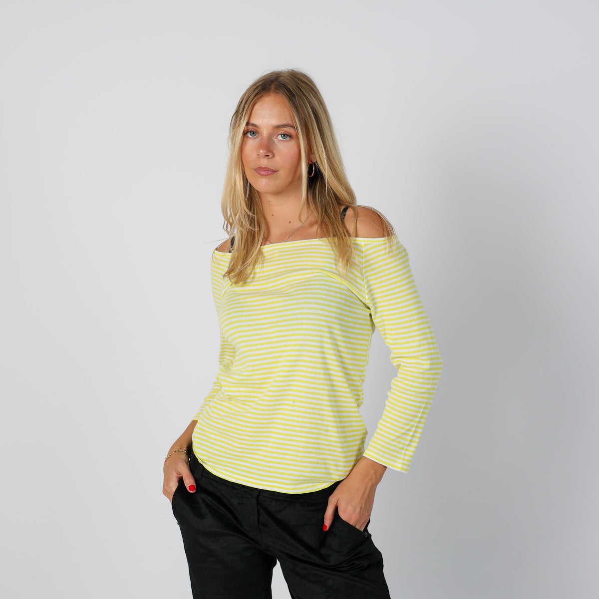 Yellow Y2K United Colors of Benetton Long Sleeve Top (S)