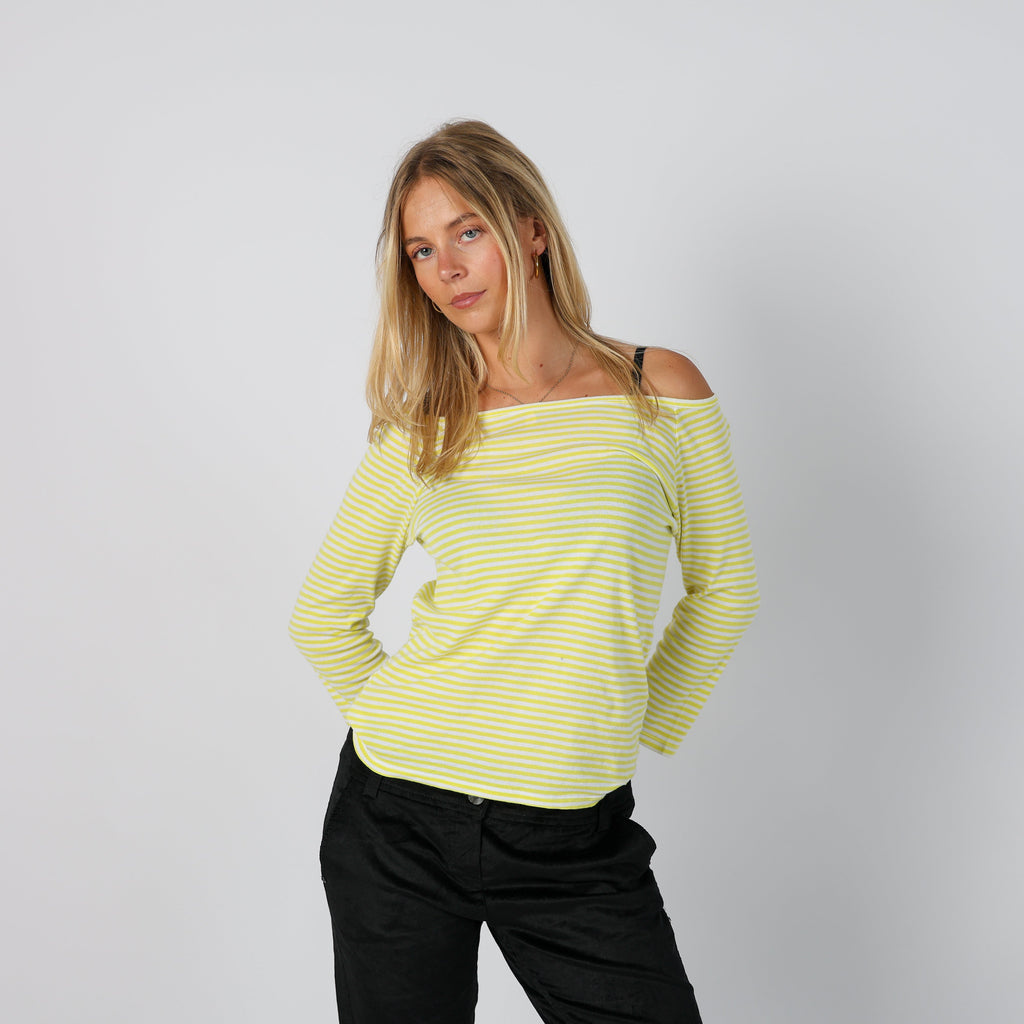 Yellow Y2K United Colors of Benetton Long Sleeve Top (S)