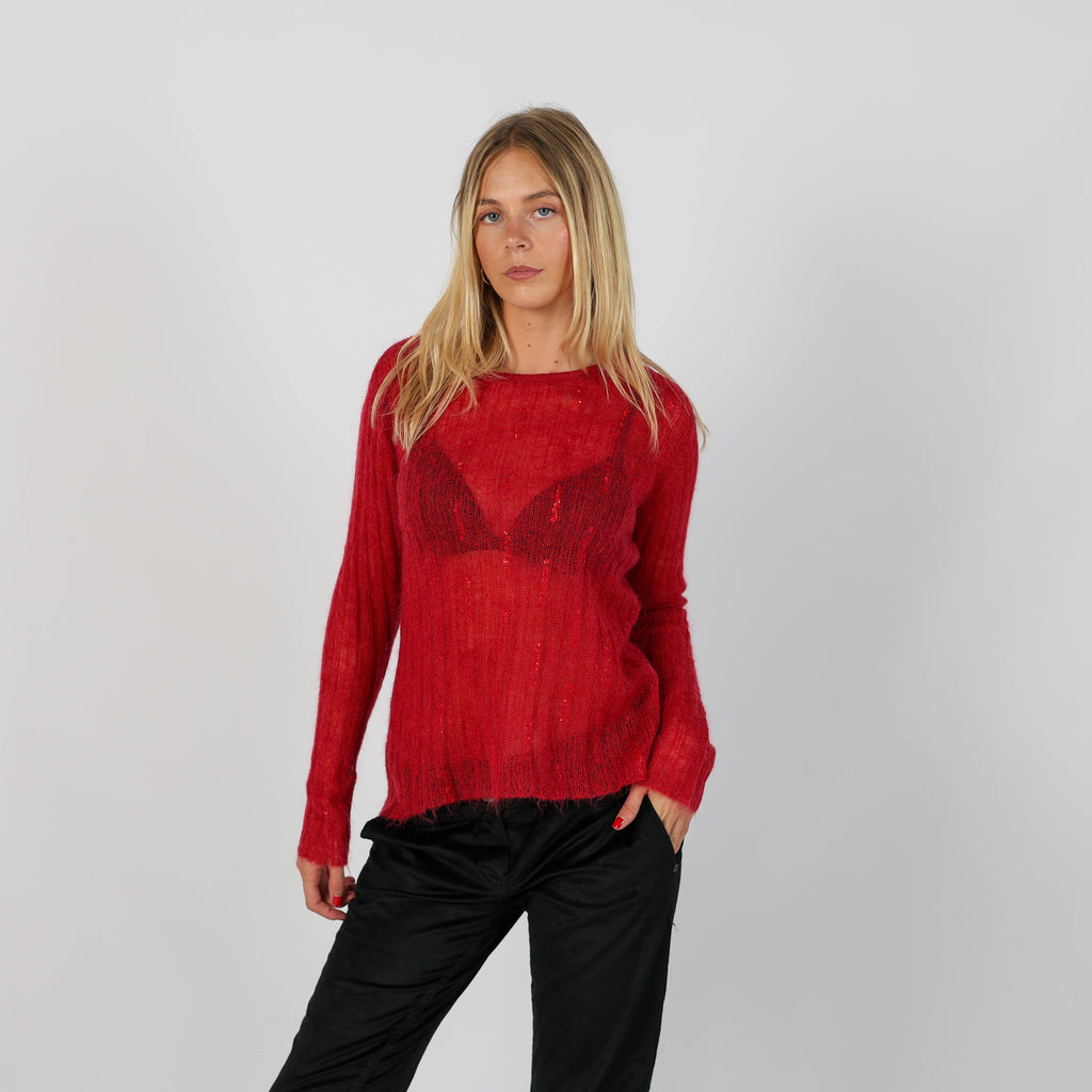 Red Y2K Andrea Pucci Knitted Jumper (S)
