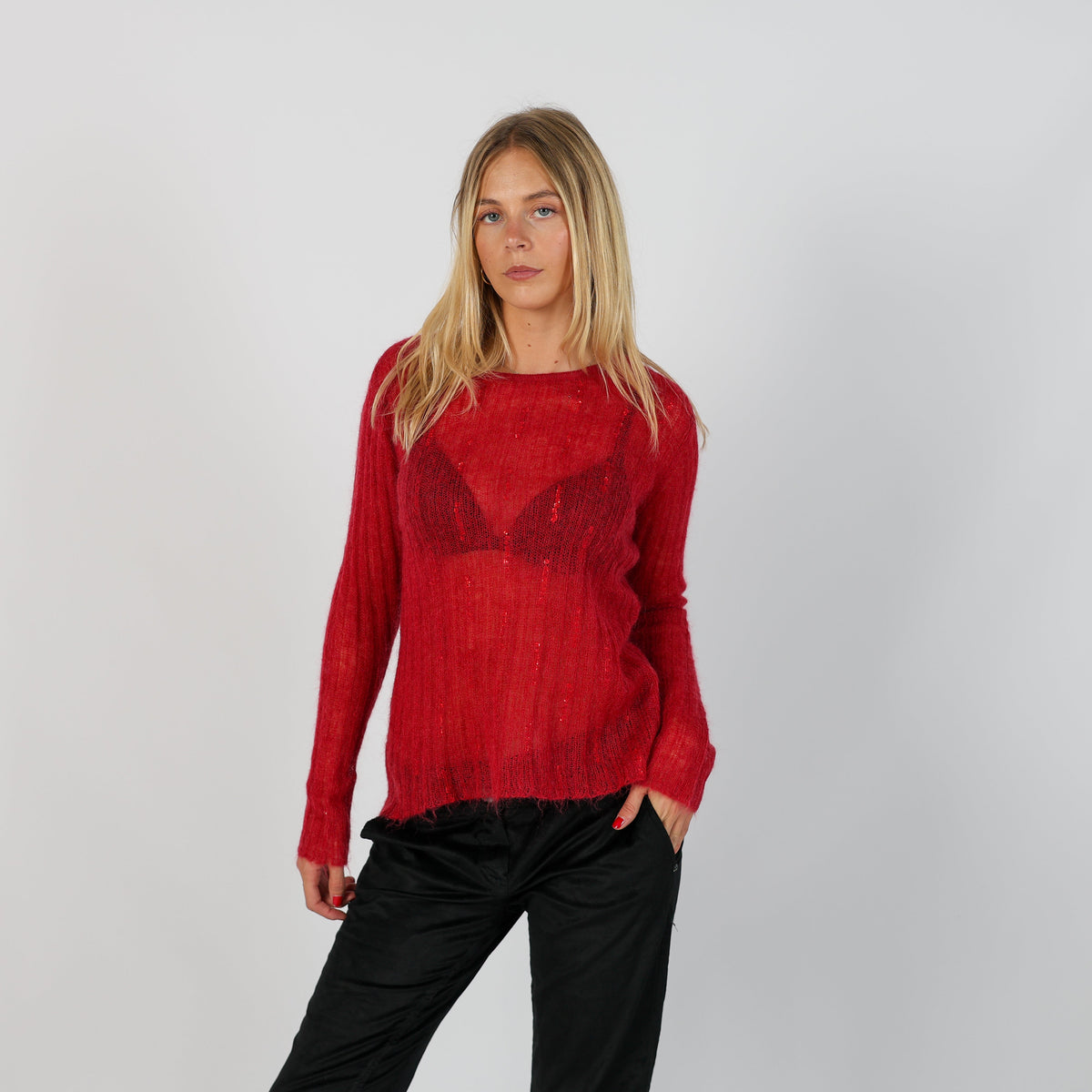 Red Y2K Andrea Pucci Knitted Jumper (S)