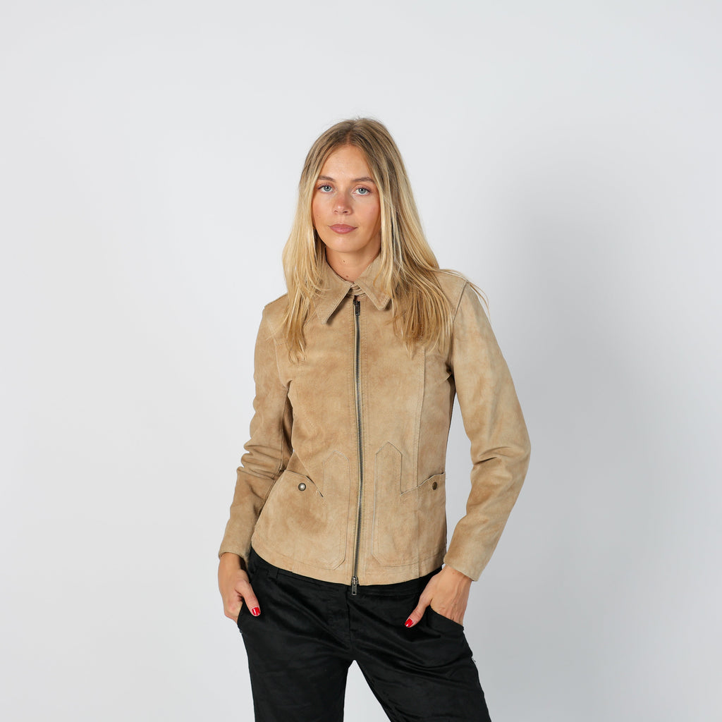Tan Y2K Made in Italy Suede Jacket (S)