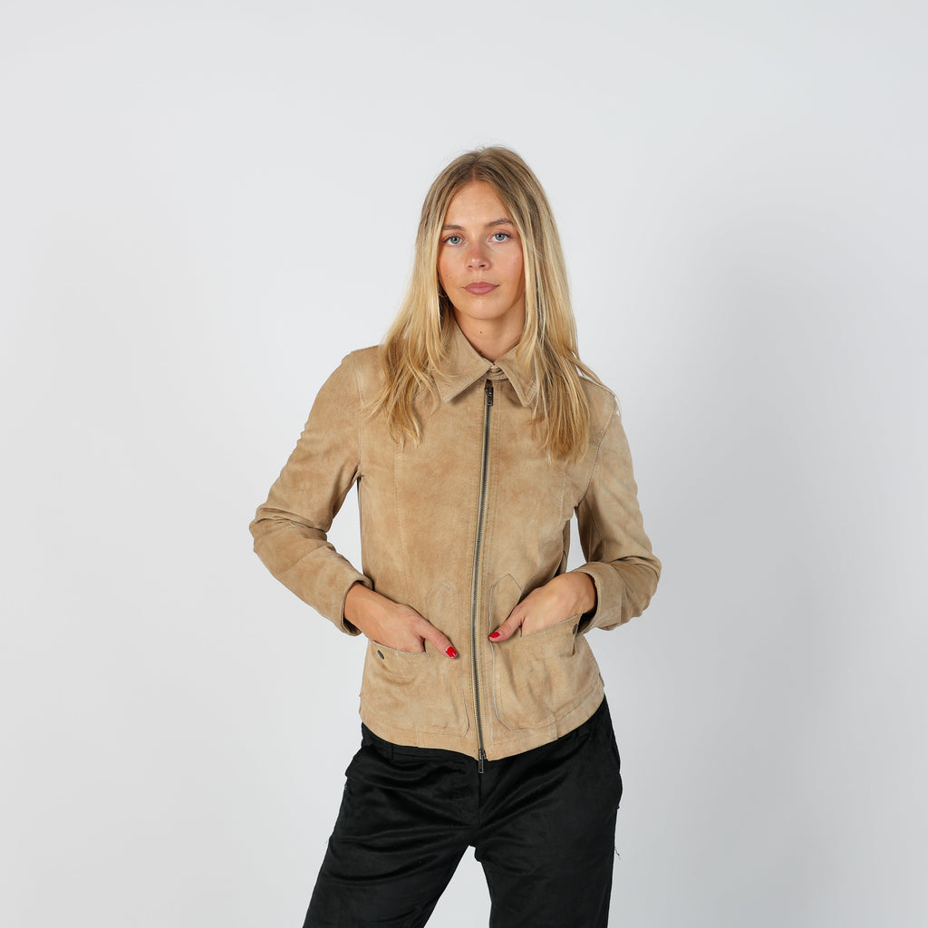 Tan Y2K Made in Italy Suede Jacket (S)