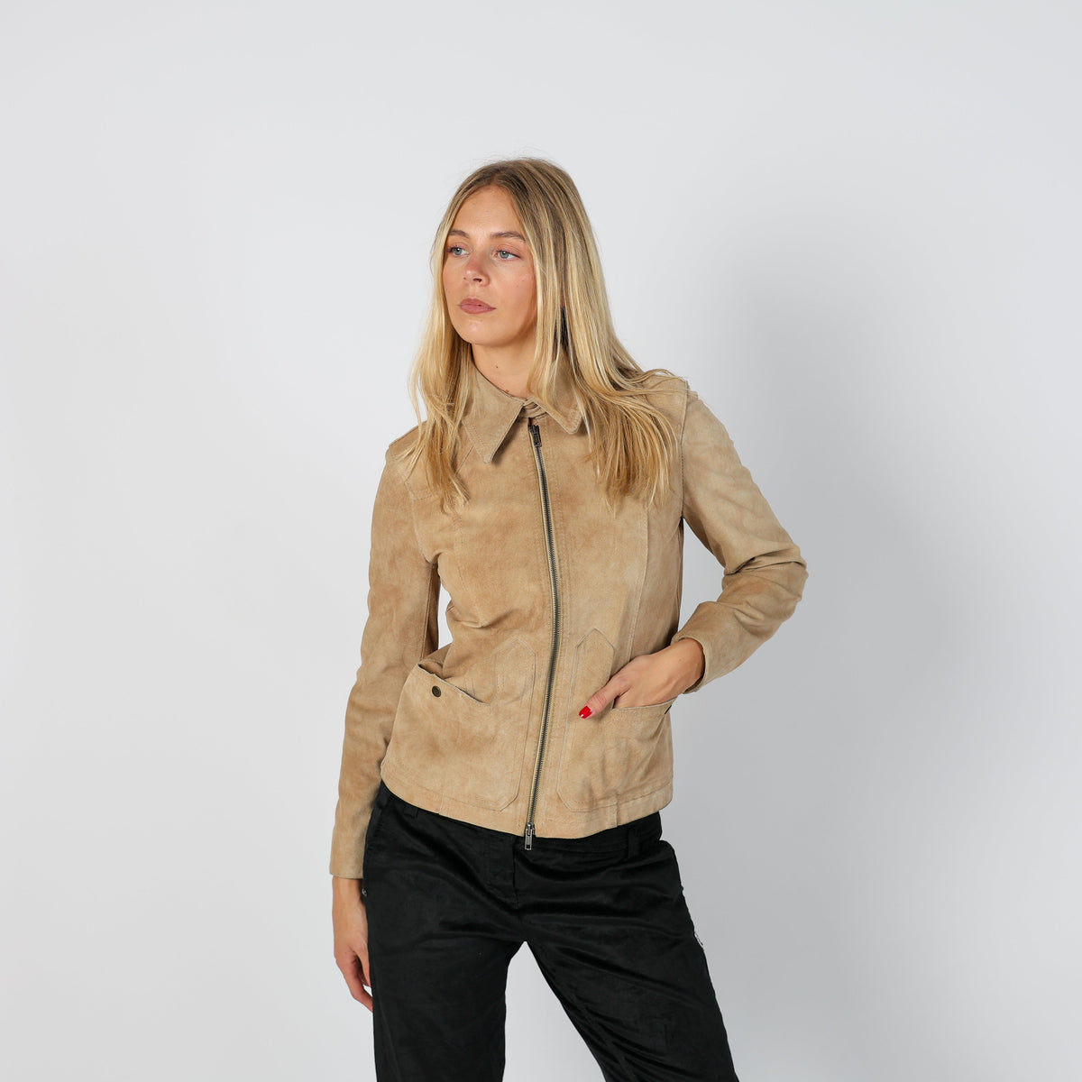 Tan Y2K Made in Italy Suede Jacket (S)