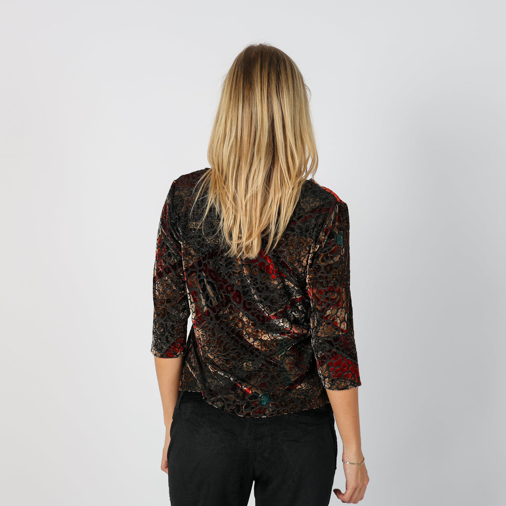 Brown Y2K Long Sleeve Top Semi Sheer (S)