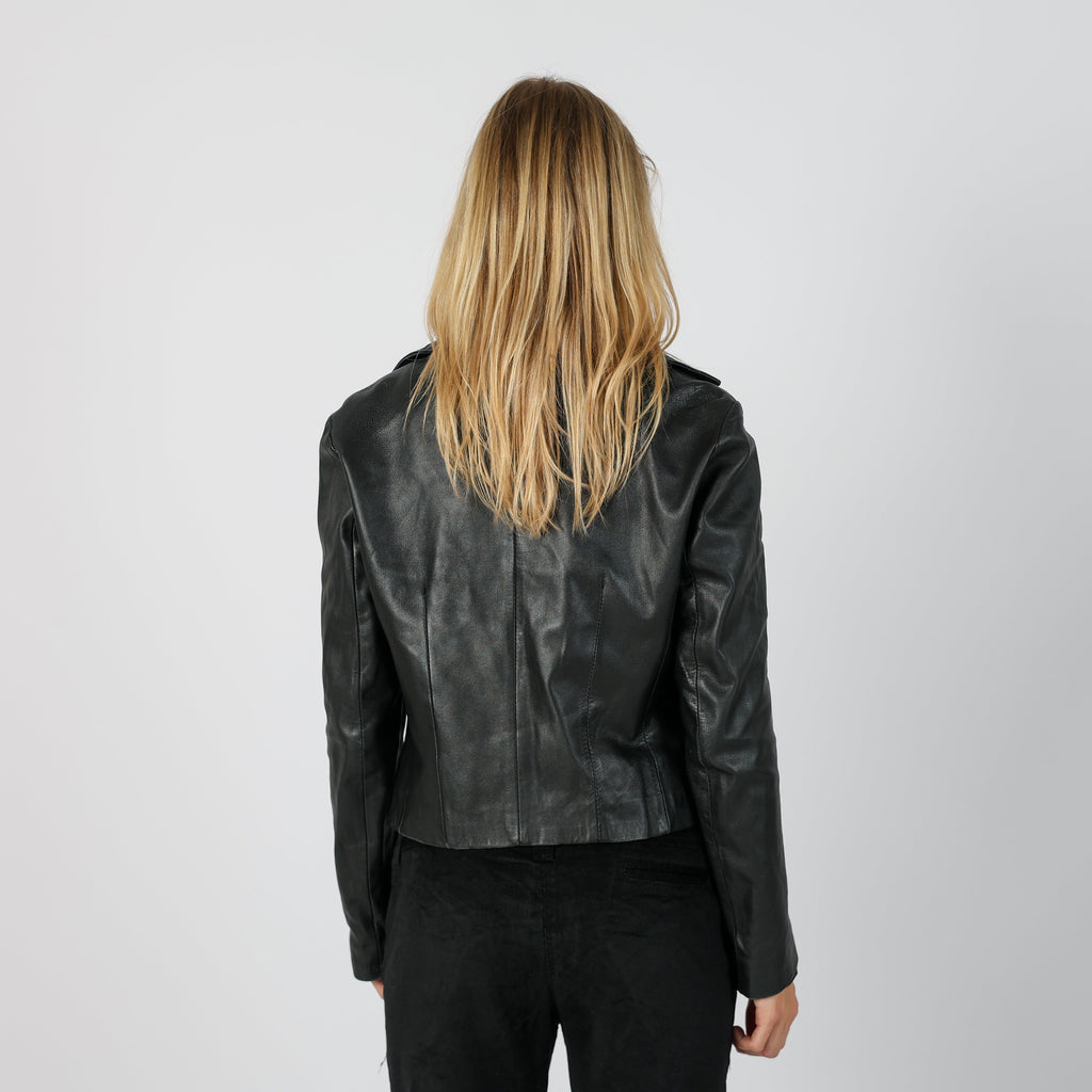 Black Y2K Made in Italy Leather Jacket (S)