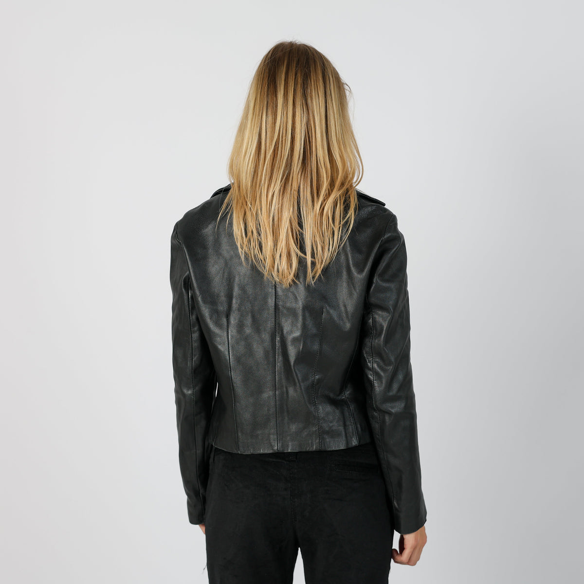 Black Y2K Made in Italy Leather Jacket (S)