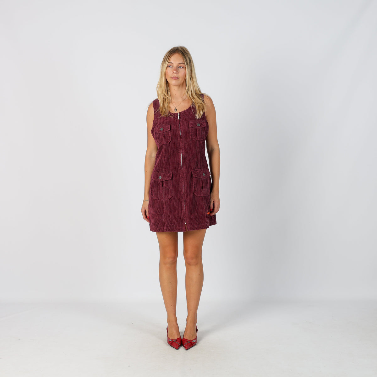 Purple Y2K Fish Bone Cord Dress (S)