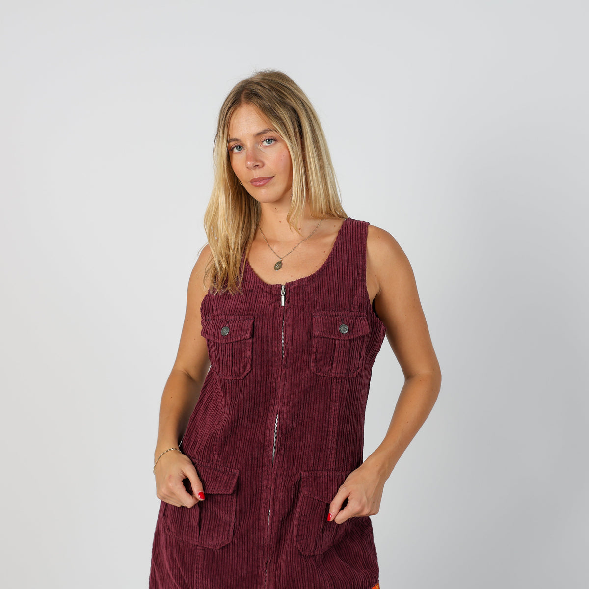 Purple Y2K Fish Bone Cord Dress (S)