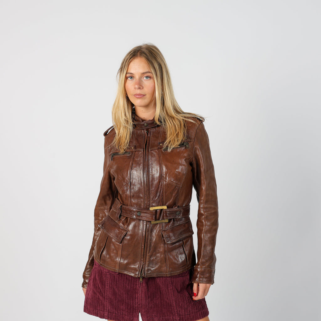 Brown 90s Made in Italy Leather Jacket (M)