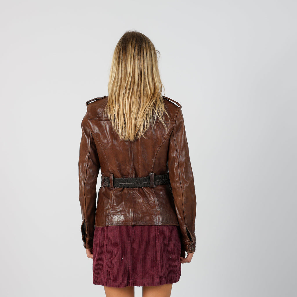 Brown 90s Made in Italy Leather Jacket (M)