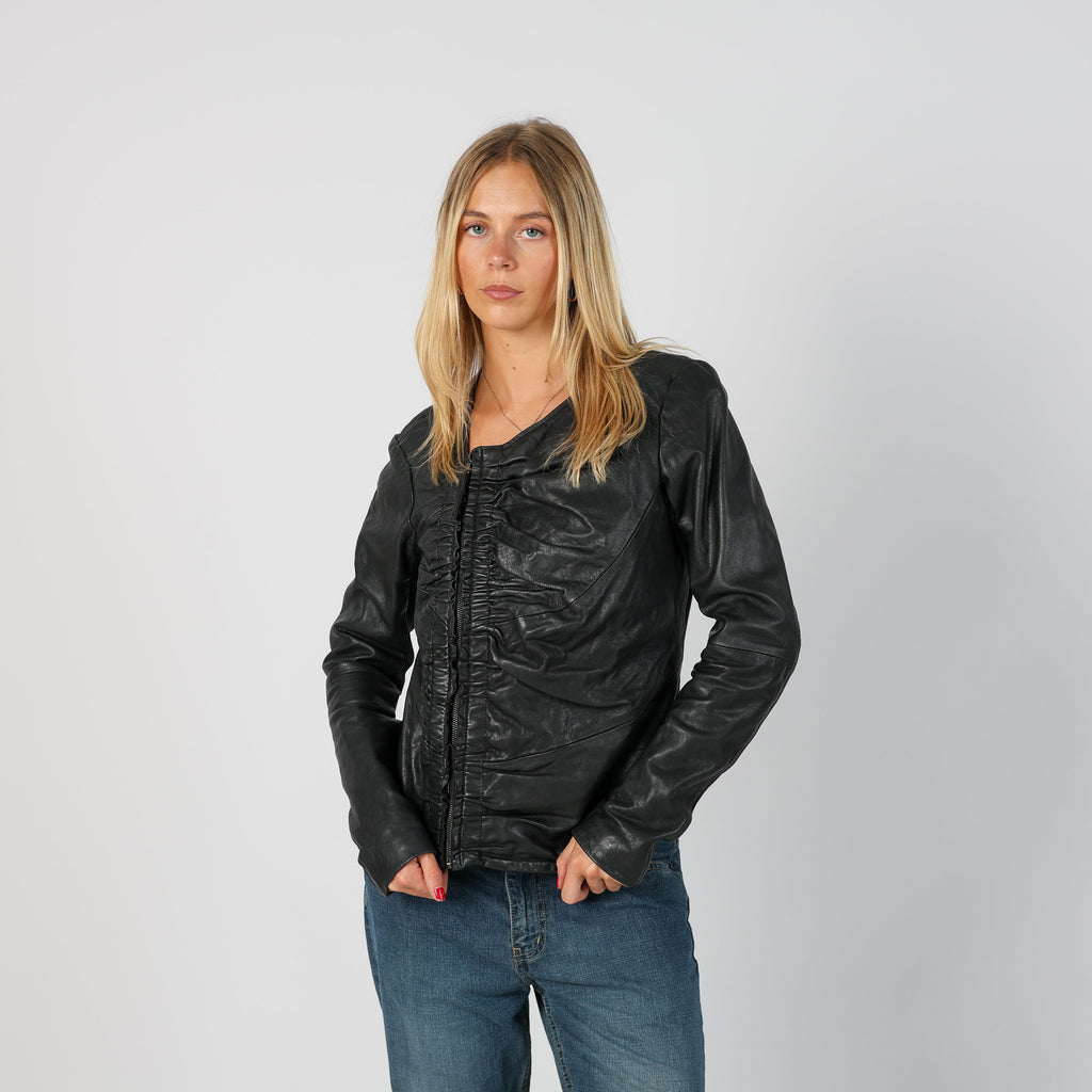 Black 90s Vera Pelle Leather Jacket (S)