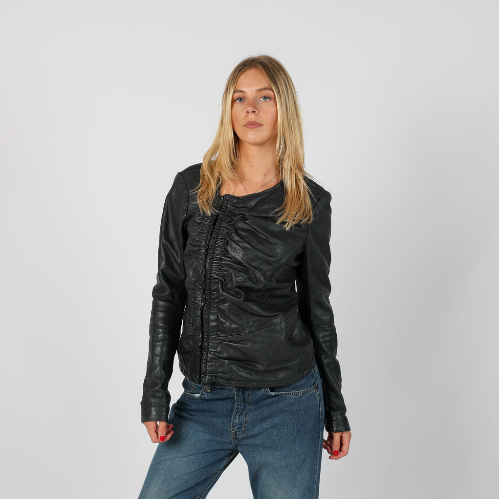 Black 90s Vera Pelle Leather Jacket (S)