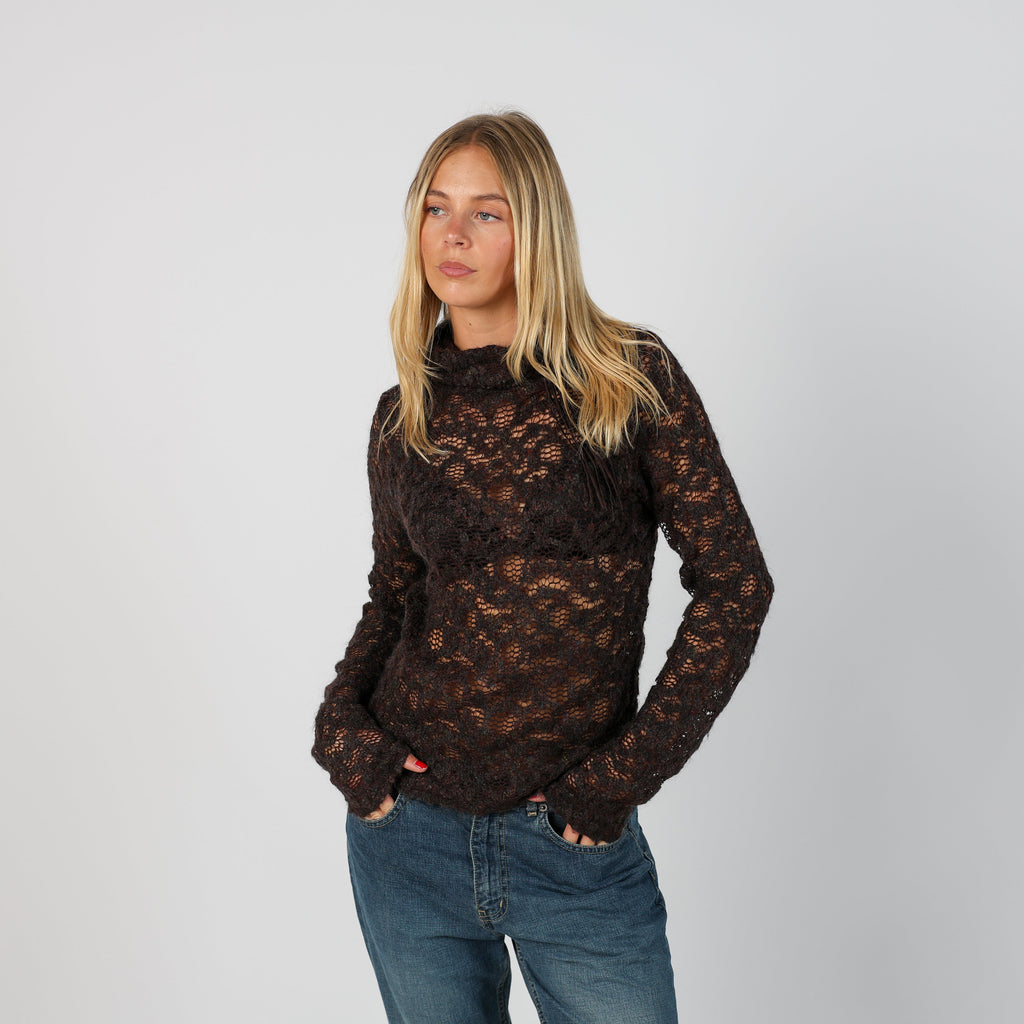 Brown Y2K Knitted Top (S)