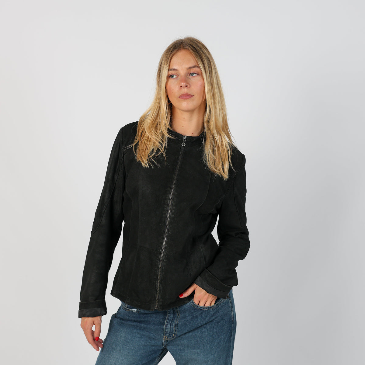 Black Y2K Conbipel Leather Jacket (S)
