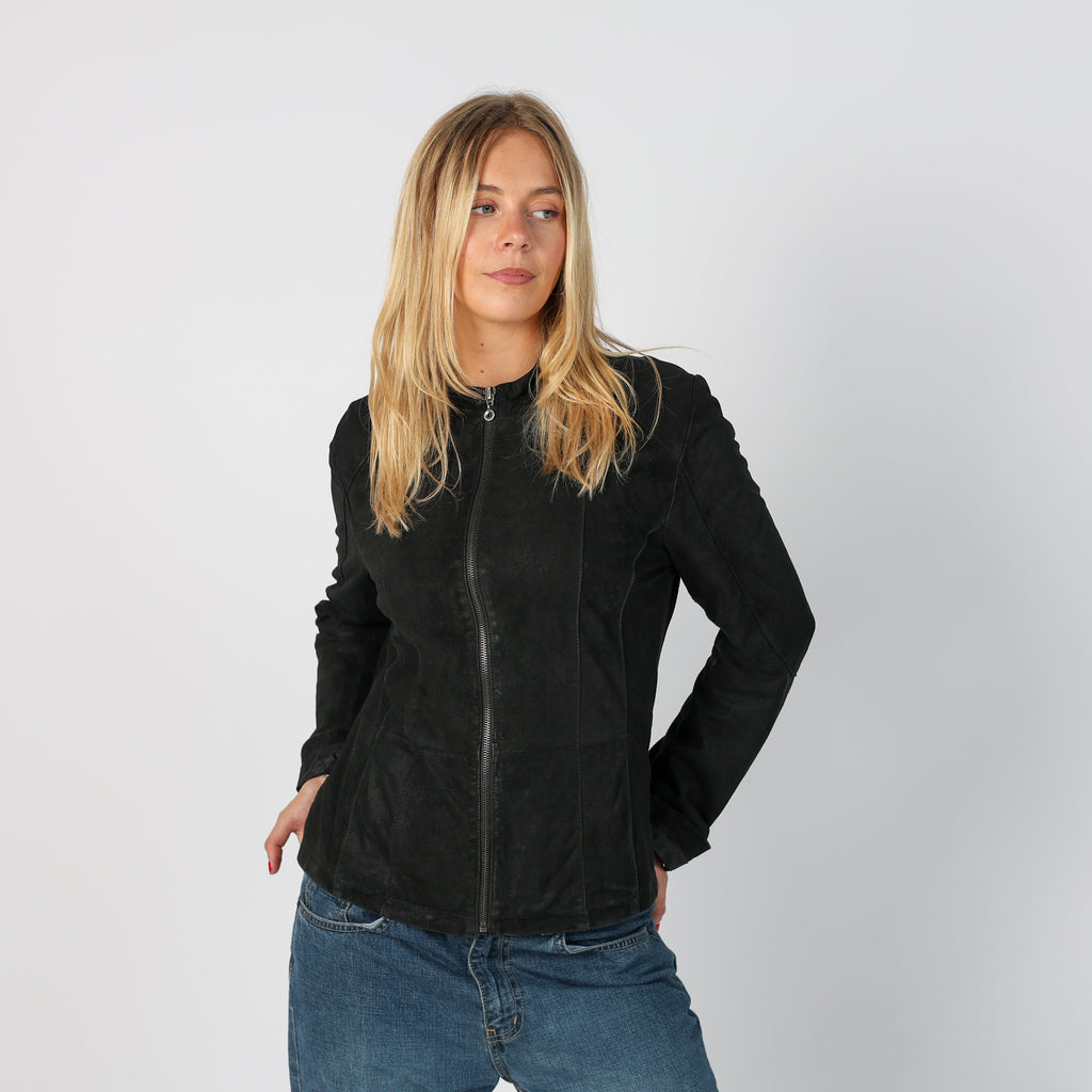 Black Y2K Conbipel Leather Jacket (S)