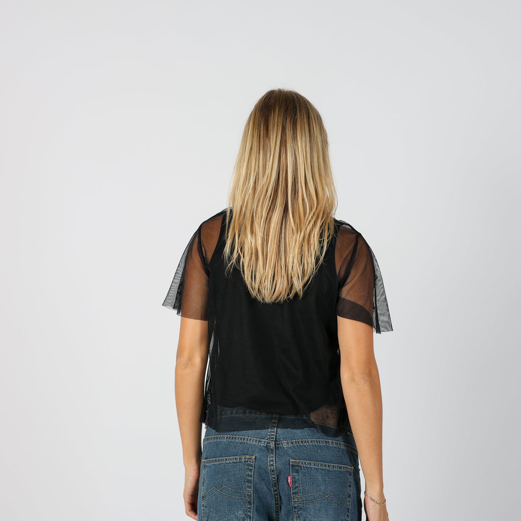 Black Y2K Mesh Top (S)
