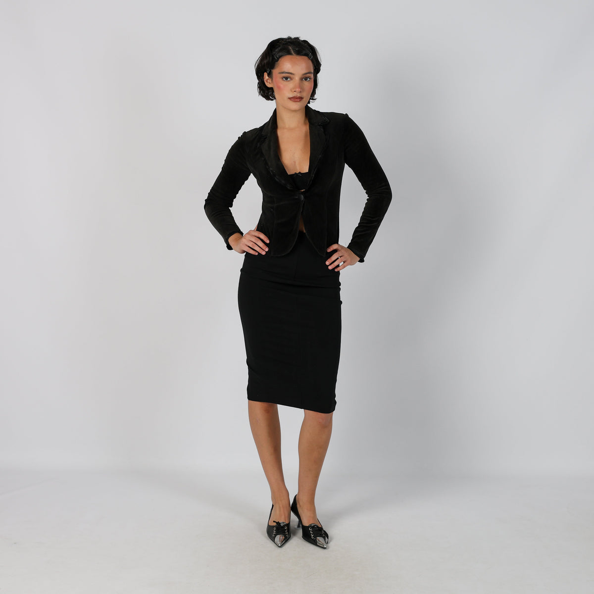 Black Y2K Pinko Woven Midi Skirt (4)