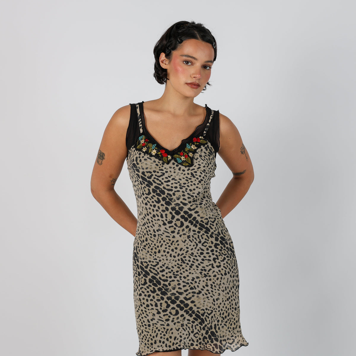 Beige Y2K Woven Midi Dress (S)