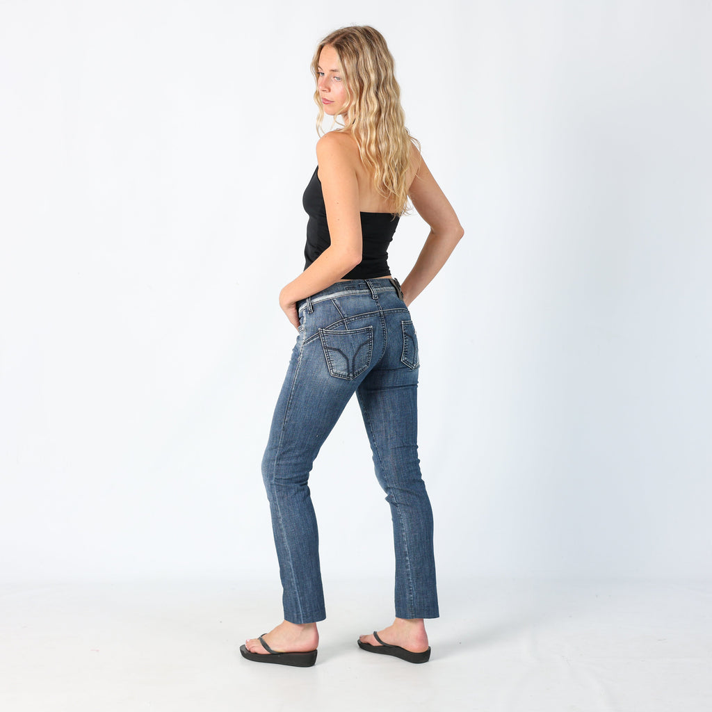 Blue Y2K Miss Sixty Skinny Jeans Statement Button (S)