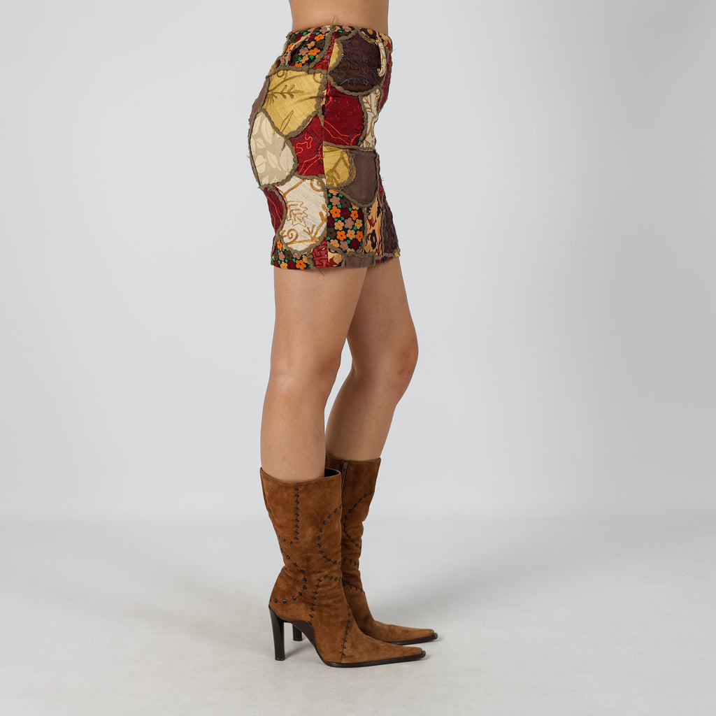 Burgundy Red Y2K Woven Mini Skirt (XXS)