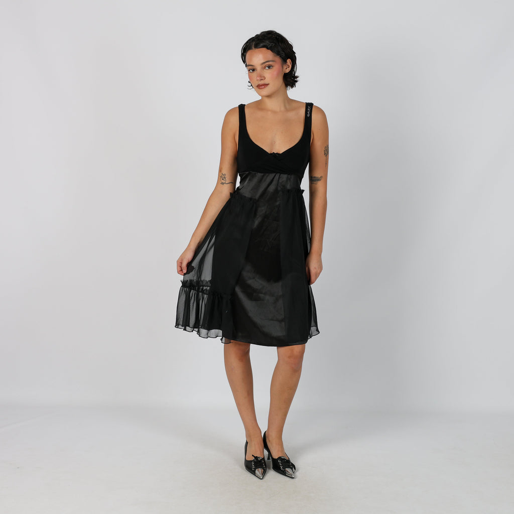 Black Y2K Gaudi Woven Midi Dress (S)