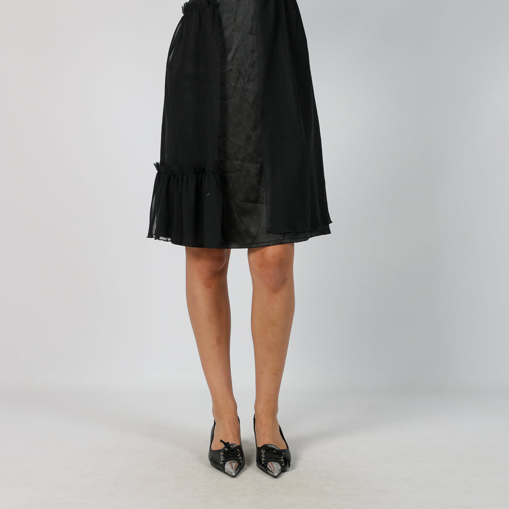 Black Y2K Gaudi Woven Midi Dress (S)