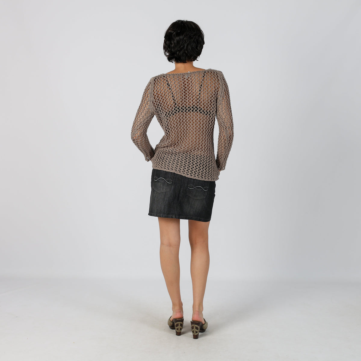 Charcoal Grey Y2K Denim Mini Skirt (S)