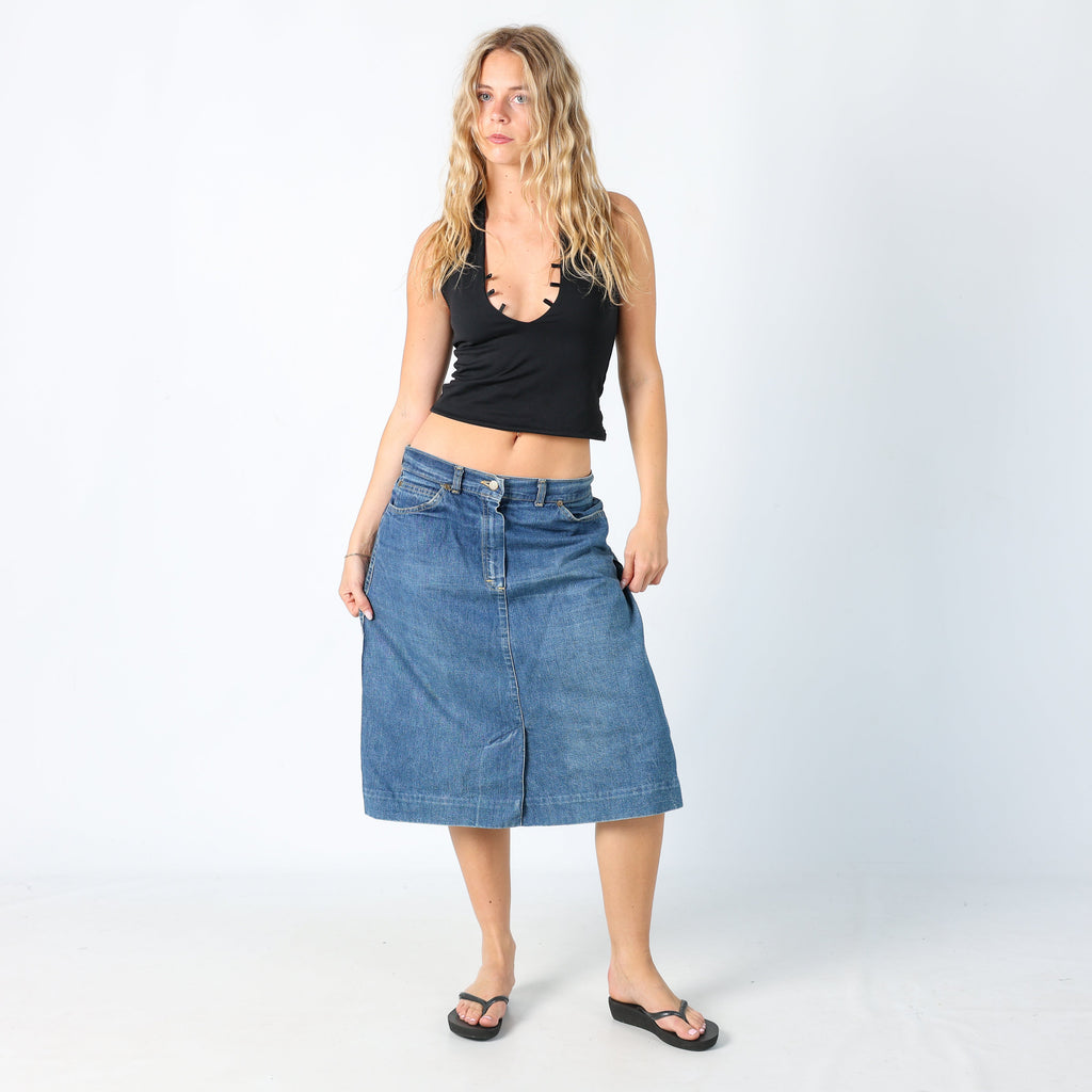 Blue 90s Lee Denim Midi Skirt (M)