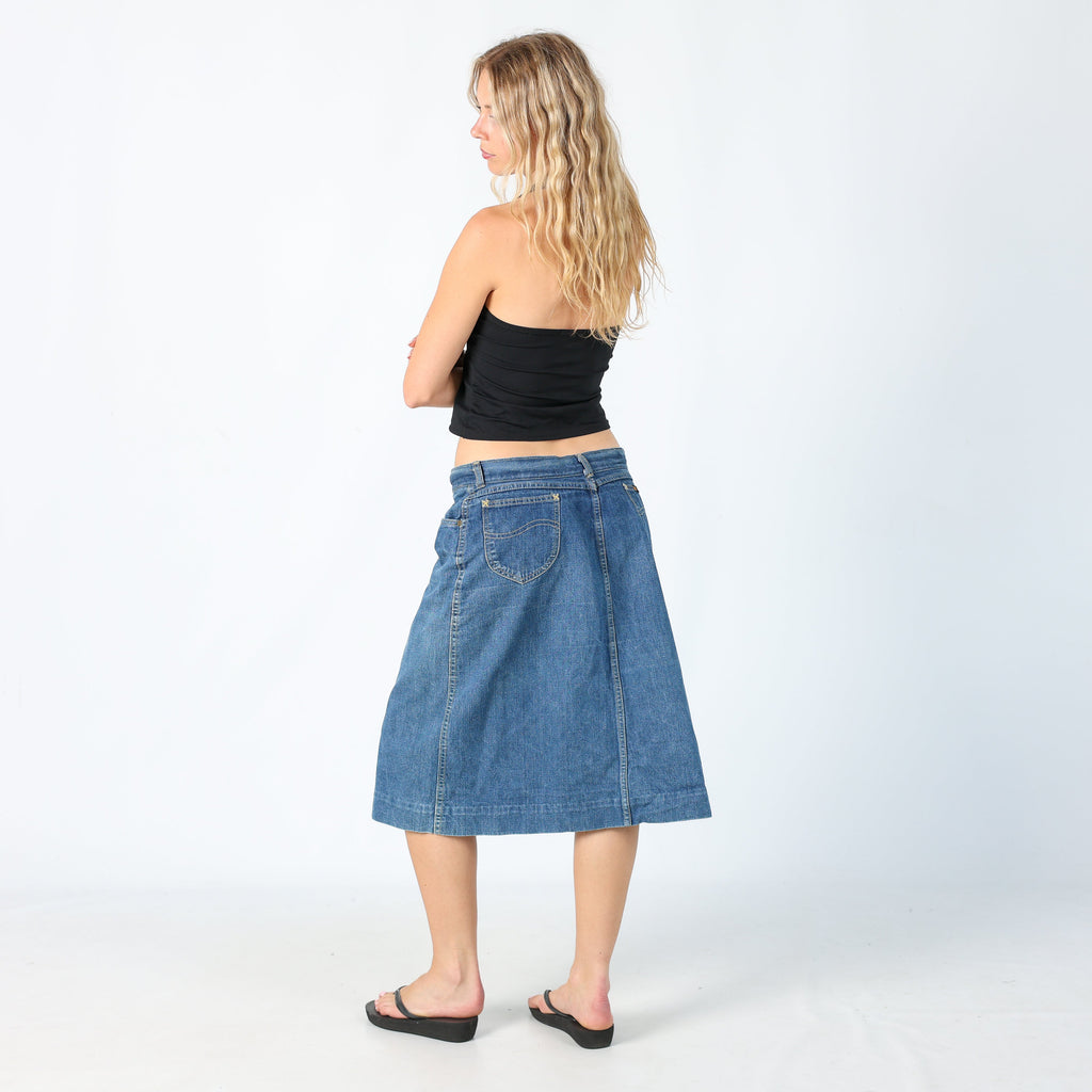 Blue 90s Lee Denim Midi Skirt (M)