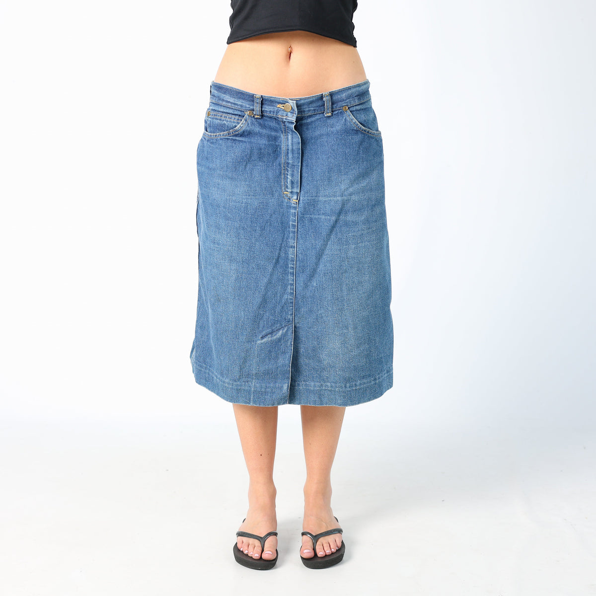 Blue 90s Lee Denim Midi Skirt (M)