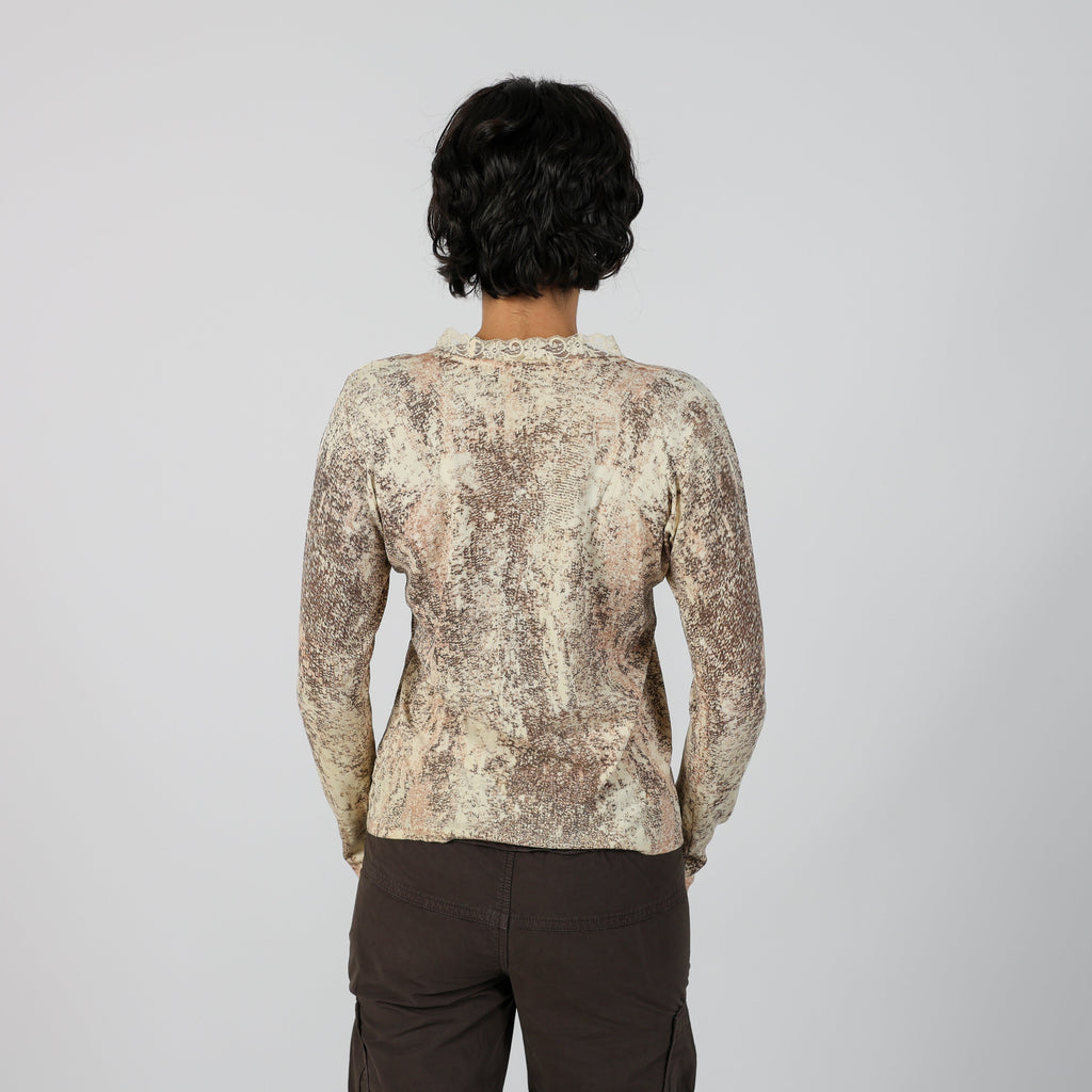 Cream Y2K Long Sleeve Top (S)
