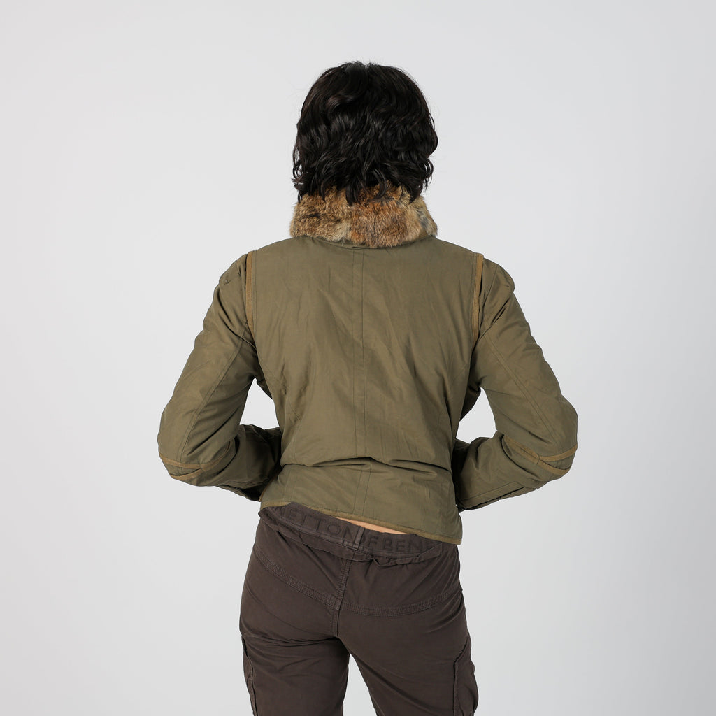 Khaki Green Y2K Puffer Jacket (S)
