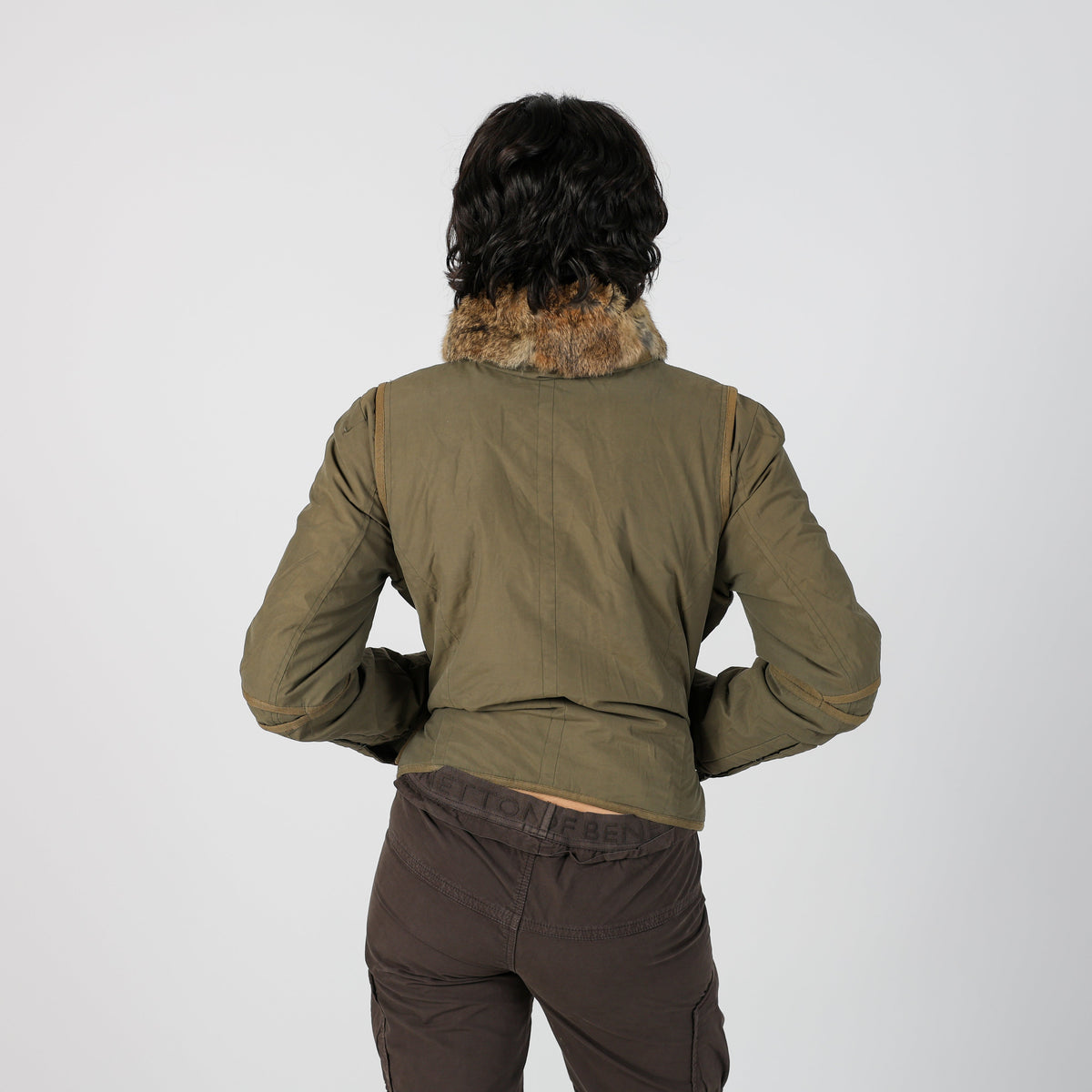 Khaki Green Y2K Puffer Jacket (S)