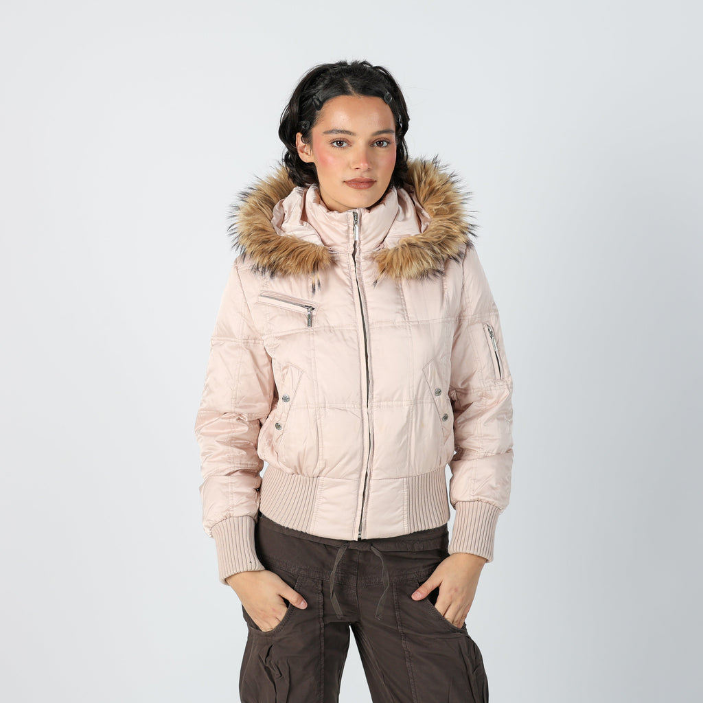 Baby Pink Y2K Feyem Puffer Jacket (M)