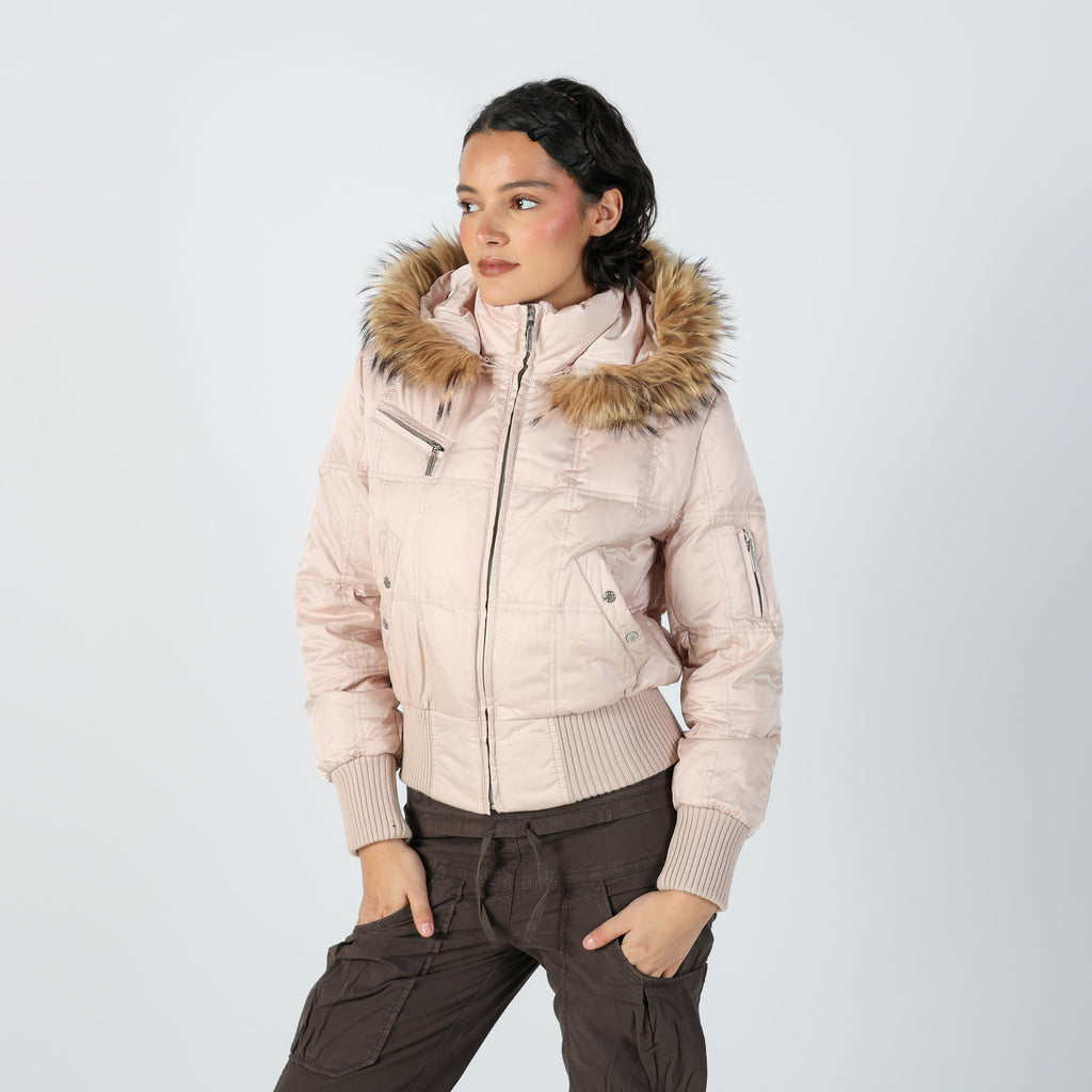 Baby Pink Y2K Feyem Puffer Jacket (M)