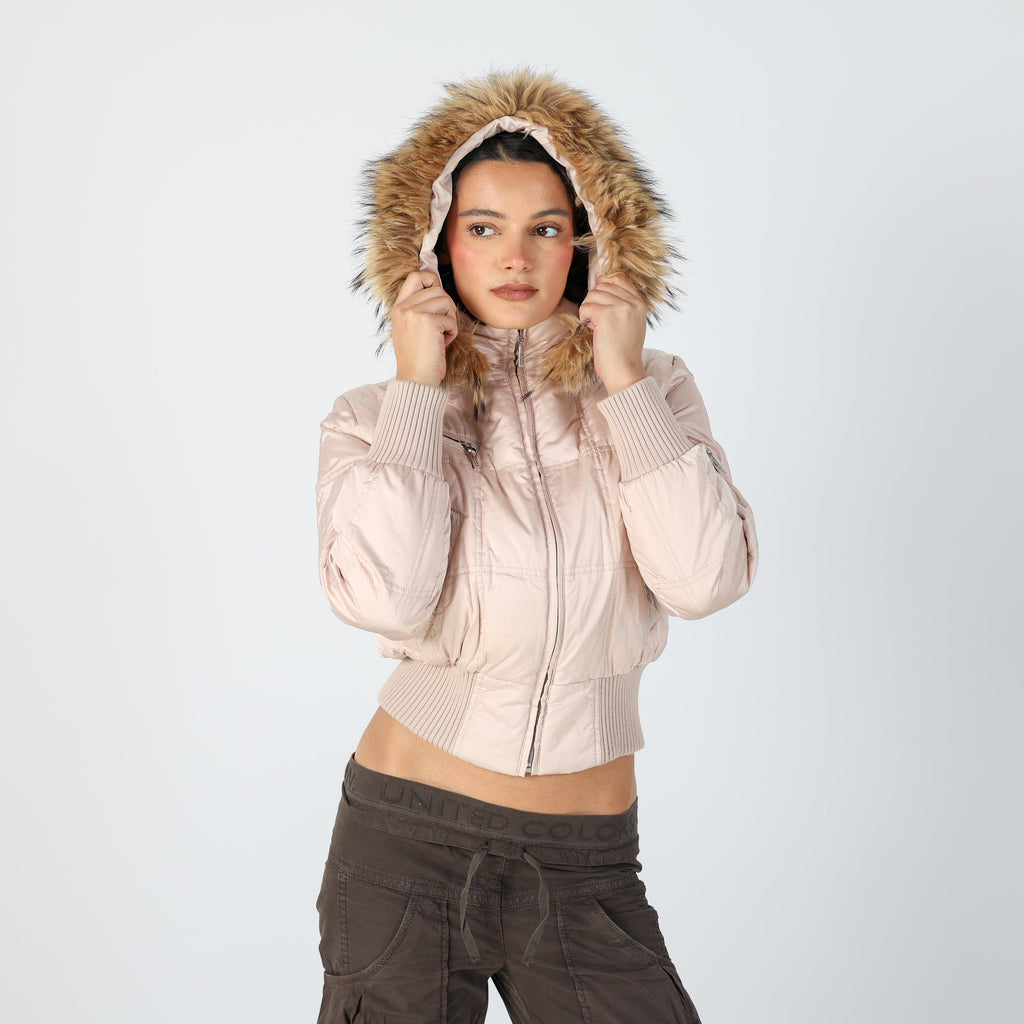 Baby Pink Y2K Feyem Puffer Jacket (M)